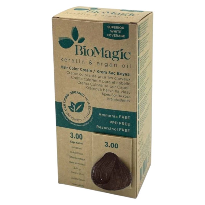 Biomagic, Biomagic, Permanent Hair Dye, 3/00 3 Dark Brown, 250 ml *Tester - Teknashop Ltd