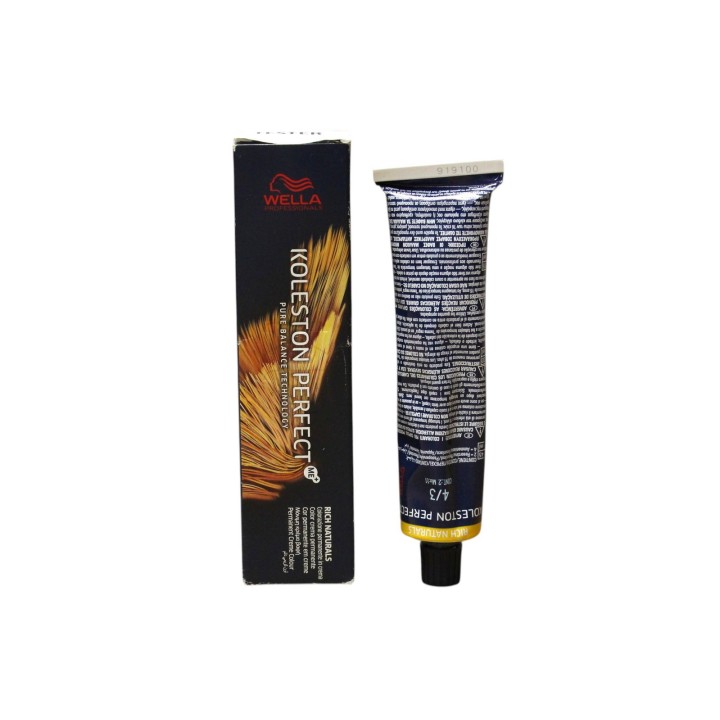 Wella Professionals, Koleston Perfect Me+, Permanent Hair Dye, 4/3 Medium Chestnut Golden, 60 ml *Tester - Teknashop Ltd
