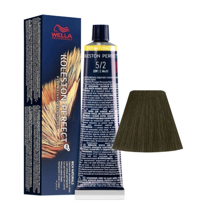 Wella Professionals, Koleston Perfect Me+, Permanent Hair Dye, 5/2 Matte Light Chestnut, 60 ml *Tester - Teknashop Ltd