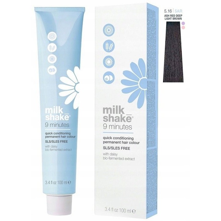 Milk Shake, 9 Minutes, Permanent Hair Dye, 5.165AR Ash Red Intense Light Brown, 100 ml - Teknashop Ltd