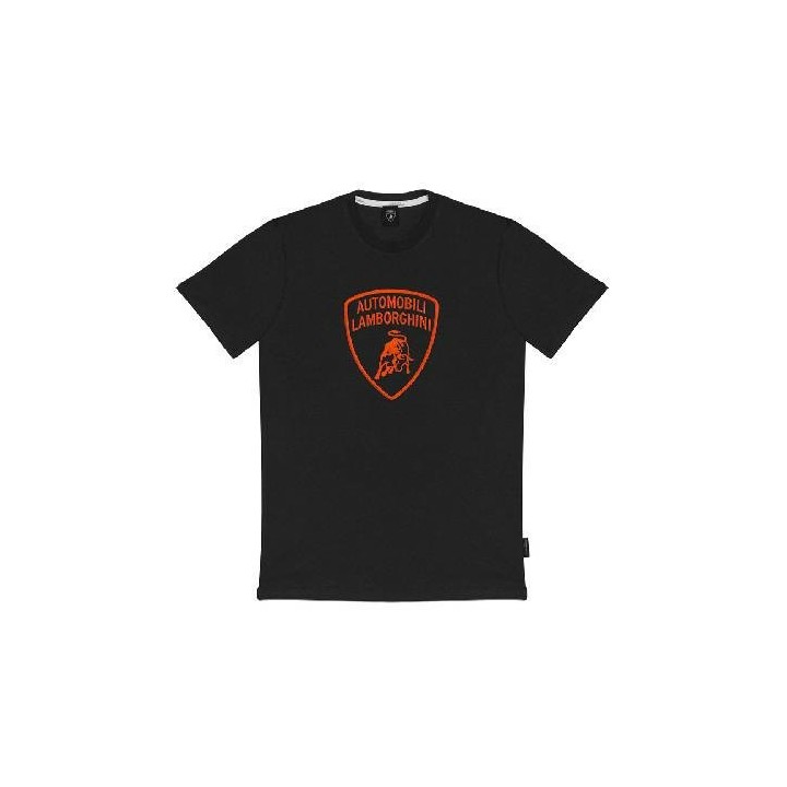 LAMBORGHINI SIZE M MENST-SHIRT BLACK WITH FLUO LOGO  ORANGE - LCSWB7TL-450-M - Teknashop Ltd