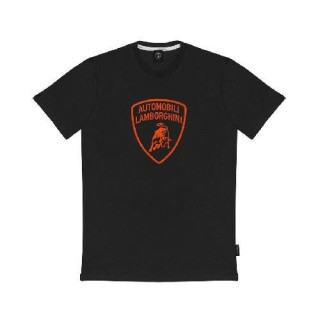 LAMBORGHINI SIZE XL MENS T-SHIRT BLACK WITH FLUO LOGO  ORANGE - LCSWB7TL-450-XL - Teknashop Ltd