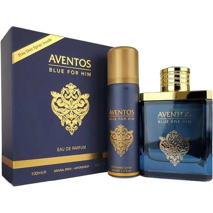 Set Fragrance World: Aventos Blue, Eau De Parfum, For Men, 100 ml + Aventos Blue, Body Spray, 50 ml - Teknashop Ltd