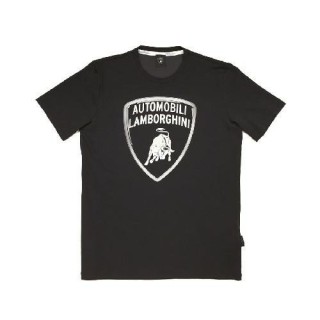 LAMBORGHINI SIZE M MENSCLASSIC BIG LOGO T-SHIRT BLACK - LCSWB7TM-100-M - Teknashop Ltd