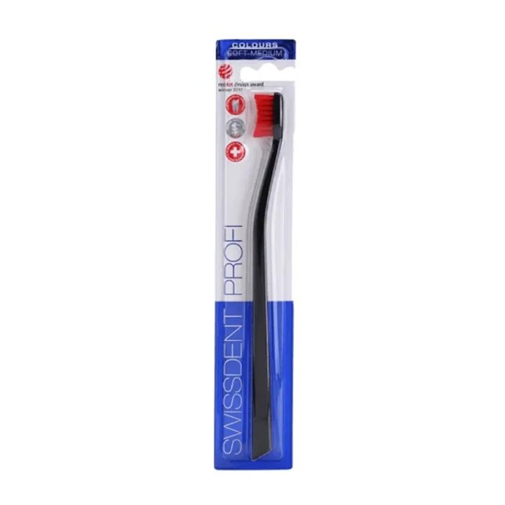 Swissdent Profi Colours Toothbrush Black & Red - unisex - Teknashop Ltd