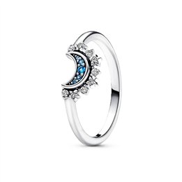 PANDORA JEWELRY Mod. CELESTIAL BLUE SPARKLING MOON RING - SIZE 54 - WW.192675C01-54 - Teknashop Ltd