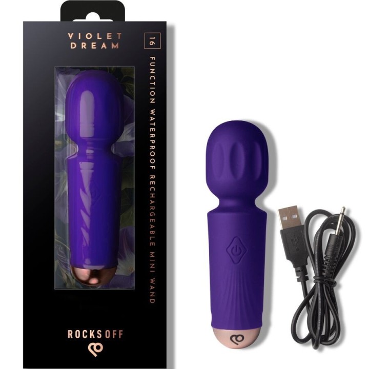 ROCKS-OFF - MINI RECHARGEABLE WAND 16 FUNCTIONS VIOLET DREAM - D-244964 - Teknashop Ltd