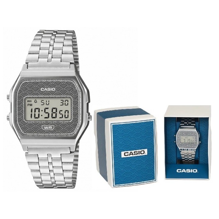CASIO VINTAGE Mod. ICONIC - TRADITIONAL SEIGAIHA PATTERN Limited Edition - GREY - WW.A159WEVJ-7ER - Teknashop Ltd