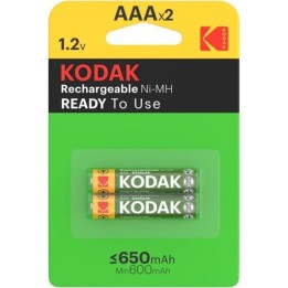 KODAK - RECHARGEABLE BATTERY HR03 AAA 650mAh BLISTER*2 - D-242558 - Teknashop Ltd