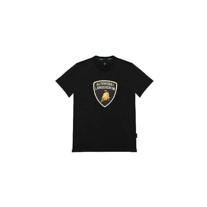 LAMBORGHINI SIZE L MENSCLASSIC BIG LOGO T-SHIRT BLACK - LCSWZB7T6-100-L - Teknashop Ltd