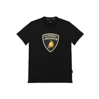 LAMBORGHINI SIZE XL MENS CLASSIC BIG LOGO T-SHIRT BLACK - LCSWZB7T6-100-XL - Teknashop Ltd