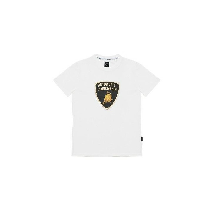LAMBORGHINI SIZE L MENSCLASSIC BIG LOGO T-SHIRT WHITE - LCSWZB7T6-200-L - Teknashop Ltd