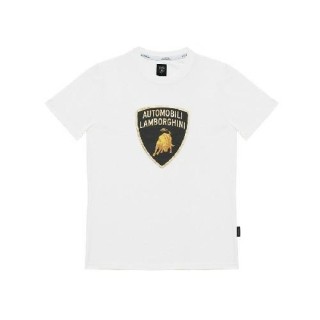 LAMBORGHINI SIZE XL MENS CLASSIC BIG LOGO T-SHIRT WHITE - LCSWZB7T6-200-XL - Teknashop Ltd