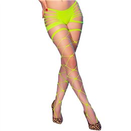 CHILIROSE - CR 4867 NEON GREEN FISHNET TIGHTS WITH HOLES - D-244071 - Teknashop Ltd