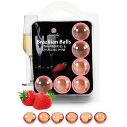 SECRETPLAY - SET 6 BRAZILIANS BALLS STRAWBERRIES WITH CAVA - D-222205 - Teknashop Ltd