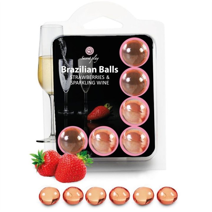 SECRETPLAY - SET 6 BRAZILIANS BALLS STRAWBERRIES WITH CAVA - D-222205 - Teknashop Ltd