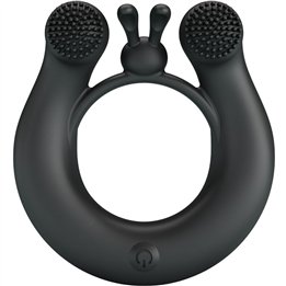 PRETTY LOVE - DAHLIA VIBRATING RING + CLITORIS STIMULATOR 12 VIBRATIONS BLACK - D-242467 - Teknashop Ltd