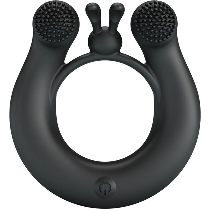 PRETTY LOVE - DAHLIA VIBRATING RING + CLITORIS STIMULATOR 12 VIBRATIONS BLACK - D-242467 - Teknashop Ltd