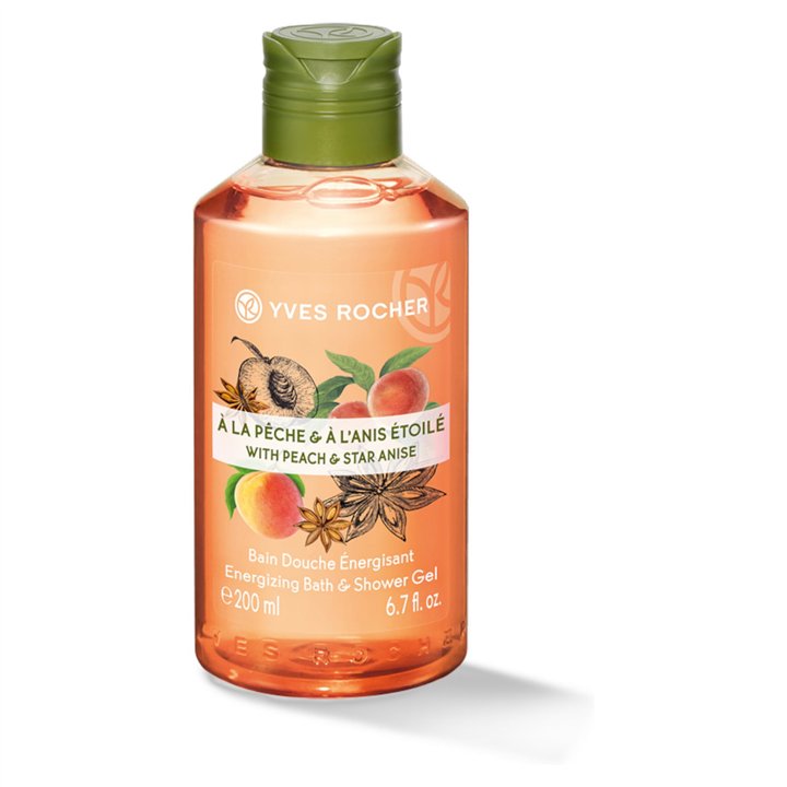 Yves Rocher, Peach Star Anise, Peach, Energising, Shower Gel, All Skin Types, 200 ml - Teknashop Ltd