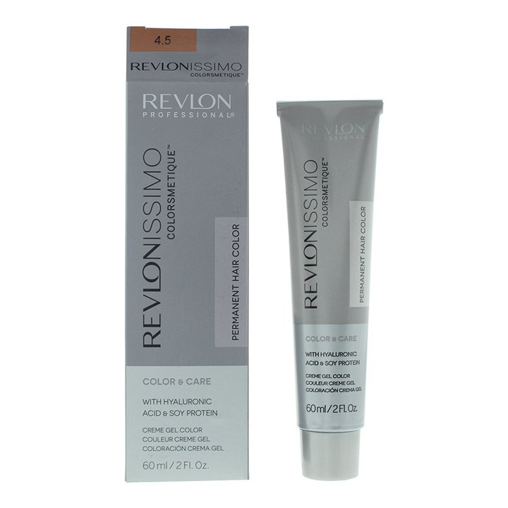 Revlon, Colorsmetique, Hyaluronic Acid, Permanent Hair Dye, 4.5 Medium Mahogany Brown, 60 ml - Teknashop Ltd