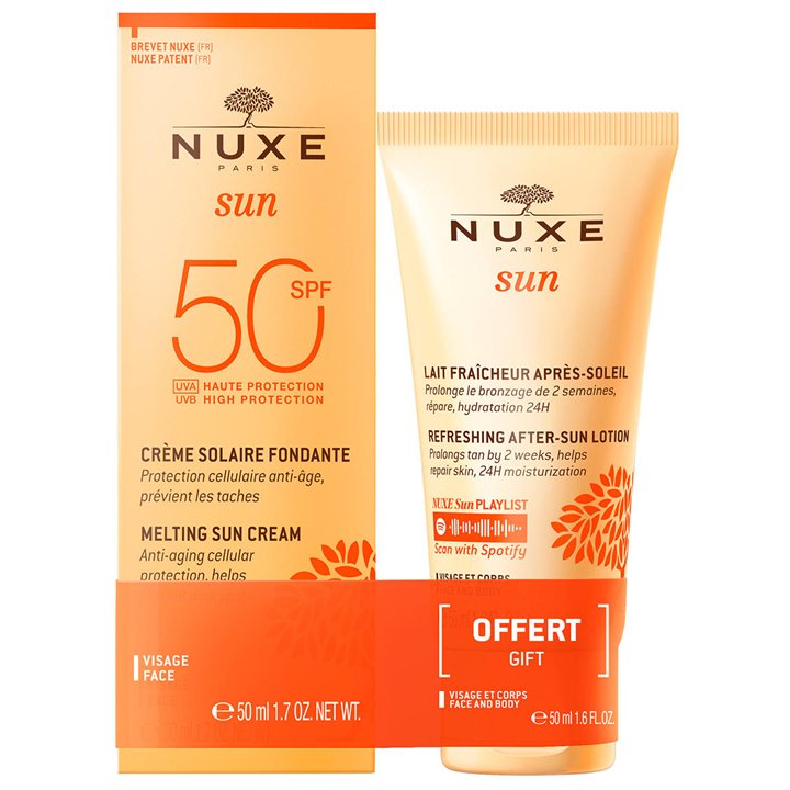 Set Nuxe: Sun, UV Protection, Sunscreen Cream, For Face, SPF 50, 50 ml + Sun, Sun Protection, After-Sun Lotion, 50 ml - Teknasho