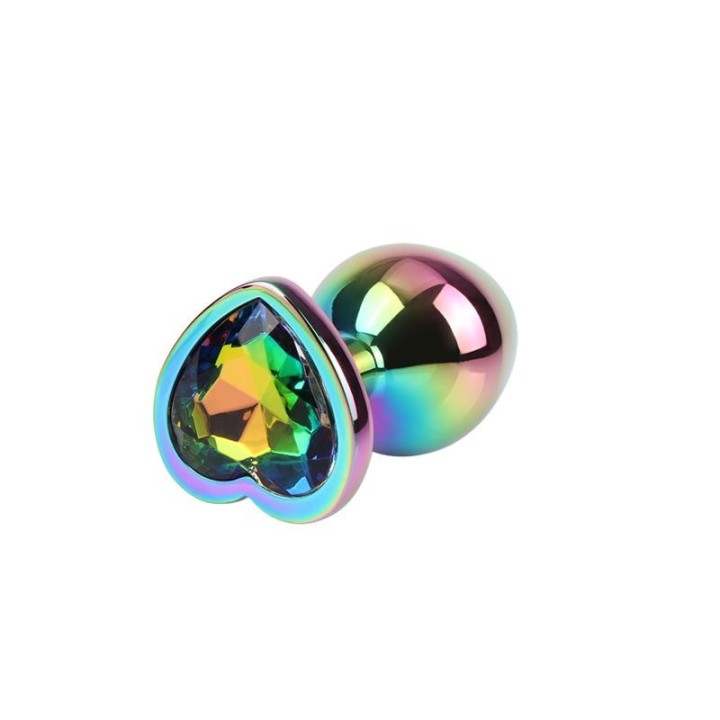 Rainbow Heart Multicolored Anal Plug with Jewel Size M - CN-941412279 - Teknashop Ltd