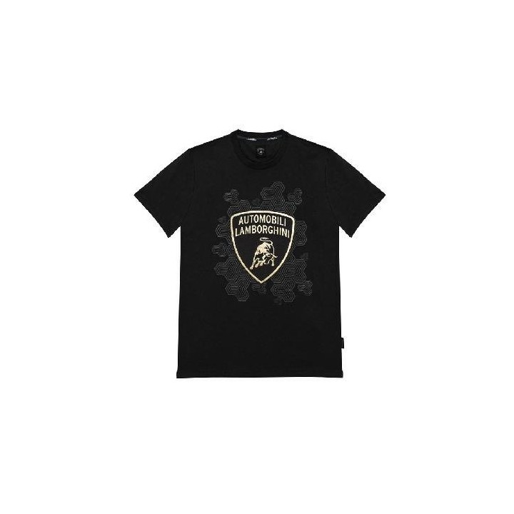 LAMBORGHINI SIZE XL MENS T-SHIRT ARTISTIC SHIELD BLACK - LCSWZB7TC-100-XL - Teknashop Ltd