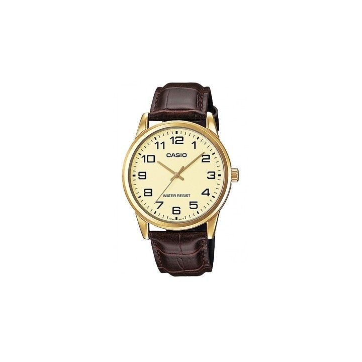 CASIO COLLECTION Mod. ONLY TIME GOLD, LEATHER - CHAMPAGNE - WW.MTP-V001GL-9BUDF - Teknashop Ltd