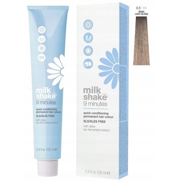 Milk Shake, 9 Minutes, Amino Acid Complex, Permanent Hair Dye, 8.8 Moka Light Blond, 100 ml - Teknashop Ltd