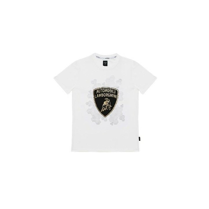 LAMBORGHINI SIZE L MENST-SHIRT ARTISTIC SHIELD WHITE - LCSWZB7TC-200-L - Teknashop Ltd