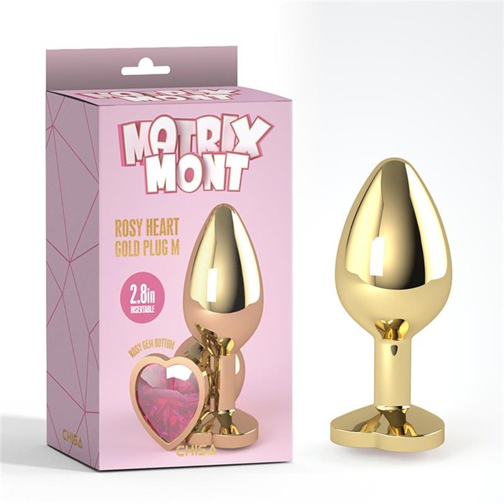 Rosy Heart Golden Anal Plug with Jewel Size M - CN-941412276 - Teknashop Ltd