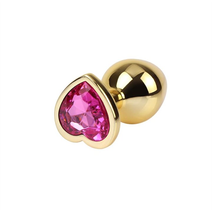 Rosy Heart Golden Anal Plug with Jewel Size M - CN-941412276 - Teknashop Ltd