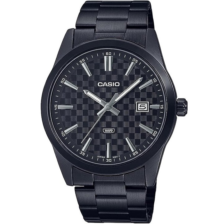 CASIO COLLECTION Mod. DATE - CARBON LOOK - BLACK - WW.MTP-VD03B-1AUDF - Teknashop Ltd