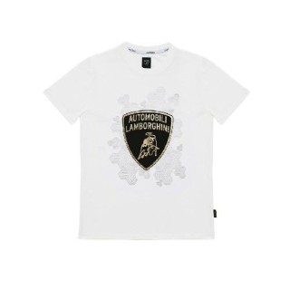 LAMBORGHINI SIZE M MENST-SHIRT ARTISTIC SHIELD WHITE - LCSWZB7TC-200-M - Teknashop Ltd