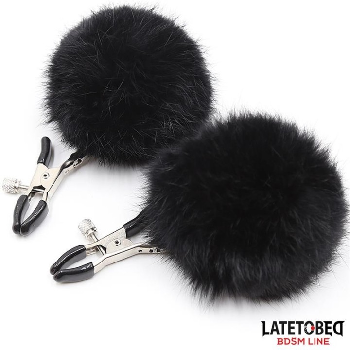 Nipple Clamps with Black Fur - 8436615001026 - Teknashop Ltd
