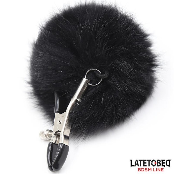 Nipple Clamps with Black Fur - 8436615001026 - Teknashop Ltd