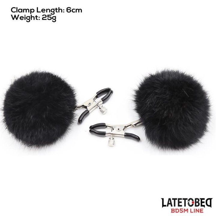 Nipple Clamps with Black Fur - 8436615001026 - Teknashop Ltd