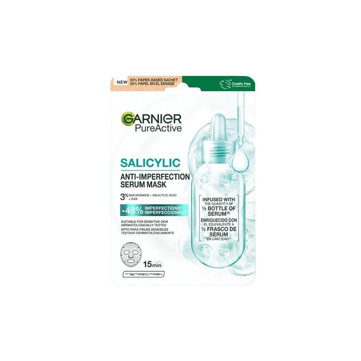 Garnier Pure Active Salicylic Anti-Imperfecion Serum Mask 1 U - unisex - Teknashop Ltd