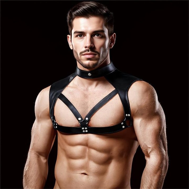 Darius Chest Bondage Harness for Men Vegan Leather - IB-447 - Teknashop Ltd