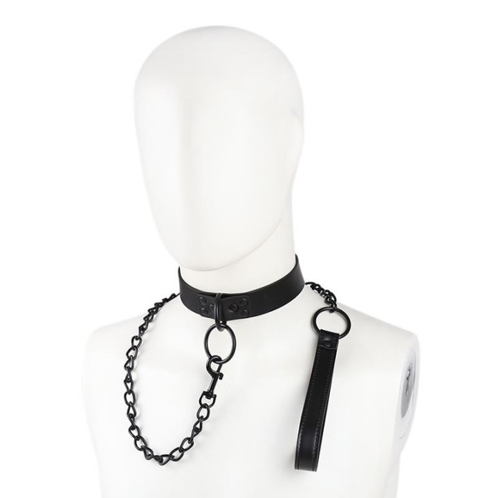 Collar with Leash Black - 843658379481 - Teknashop Ltd