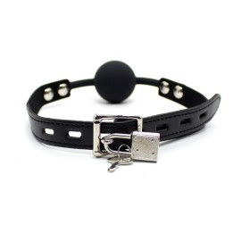 Silicona Ball Gag 4 cm with Padlock Black - 843658379399 - Teknashop Ltd
