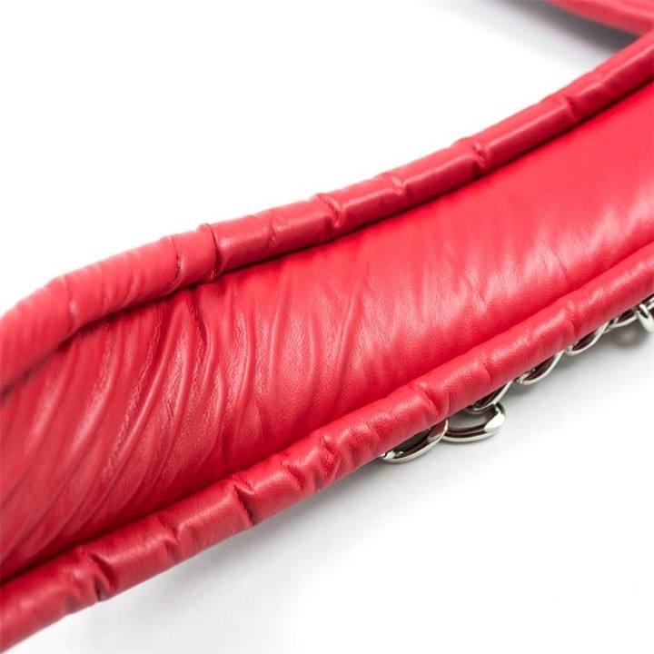 Collar With Metal Leash Padded Interior Red/Black - 843658379488 - Teknashop Ltd