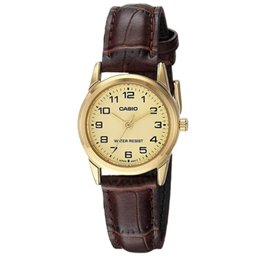 CASIO COLLECTION Mod. LADY 3H GOLD, LEATHER - GOLD - WW.LTP-V001GL-9BUDF - Teknashop Ltd