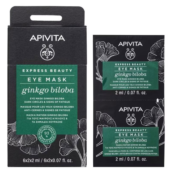 Set, Apivita, Ginko Biloba, Revitalizing, Weekly, Eye Cream Mask, 2 pcs, 2 ml - Teknashop Ltd