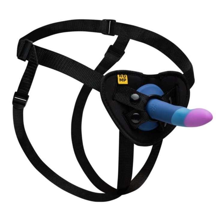 ROMP - PICCOLO HARNESS + SILICONE DILDO WITH TRICOLOR SUCTION CUP 14 CM - D-245886 - Teknashop Ltd