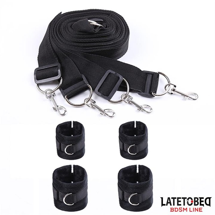 Bed Restraint Set with Adjustbable and Desmontable Cuffs - 8436615001354 - Teknashop Ltd