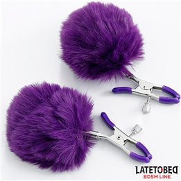 Nipple Clamps with Purple Fur - 8436615001125 - Teknashop Ltd