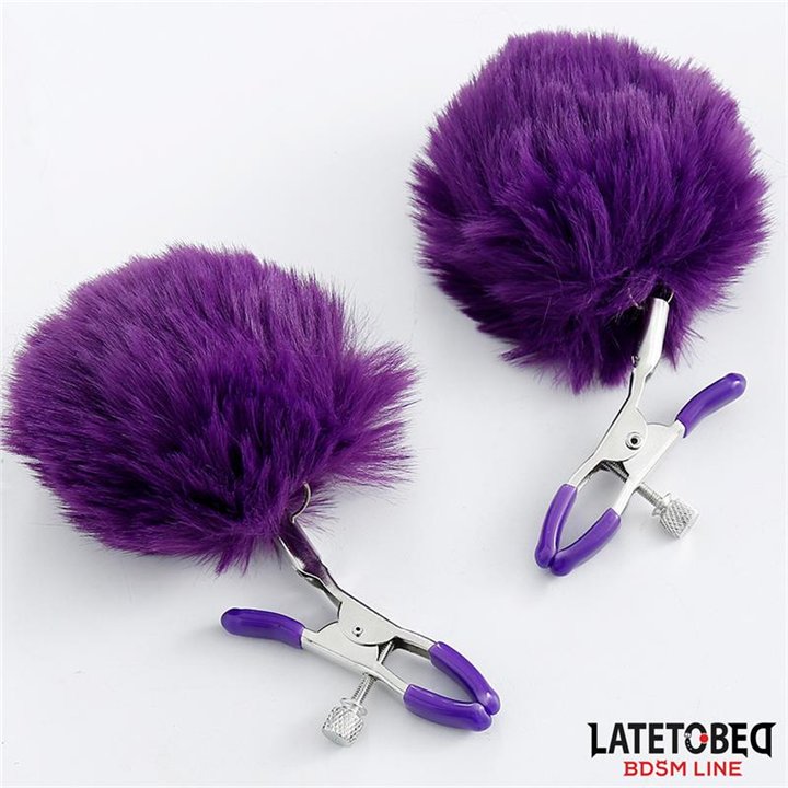 Nipple Clamps with Purple Fur - 8436615001125 - Teknashop Ltd