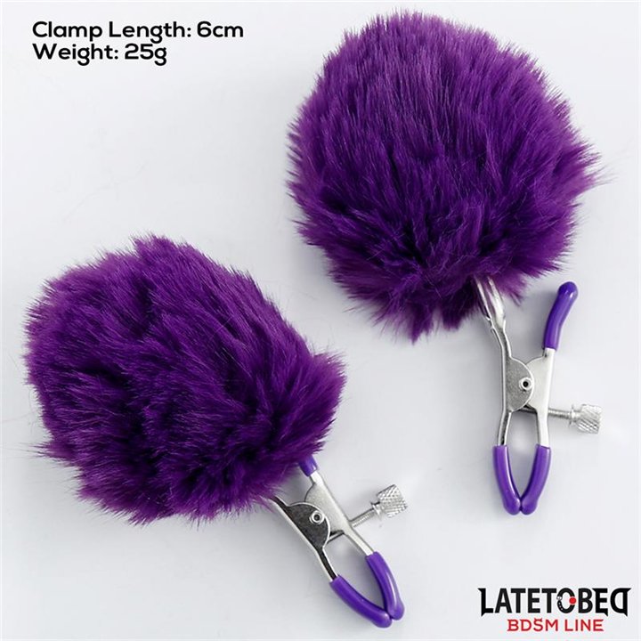 Nipple Clamps with Purple Fur - 8436615001125 - Teknashop Ltd