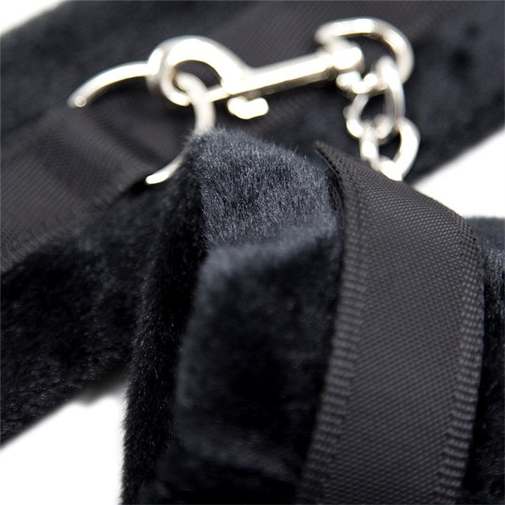 Handcuffs with Velcro with Long Fur Black - FI-461 - Teknashop Ltd